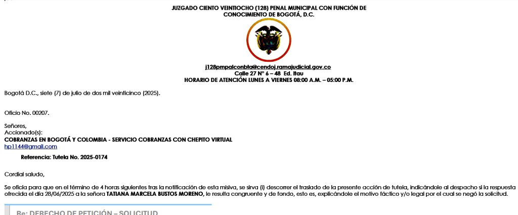 Carta de tutela contra Deudores Morosos